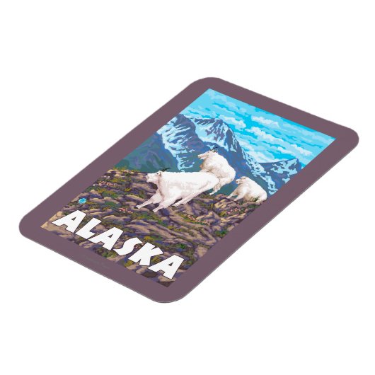 AlaskaBergziegen Vintage Travel Poster Magnet (Linke Seite)