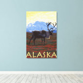 AlaskaCaribbean Vintage Travel Poster Leinwanddruck (Insitu (Holzboden))