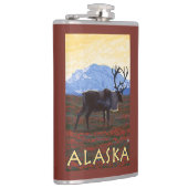 AlaskaCaribou Vintages Reise-Plakat Flachmann (Rechts)