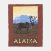 AlaskaCaribou Vintages Reise-Plakat Fleecedecke (Vorderseite)