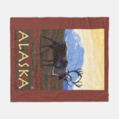 AlaskaCaribou Vintages Reise-Plakat Fleecedecke (Vorderseite (Horizontal))