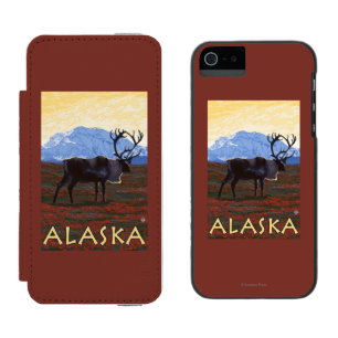 AlaskaCaribou Vintages Reise-Plakat Incipio Watson™ iPhone 5 Geldbörsen Hülle