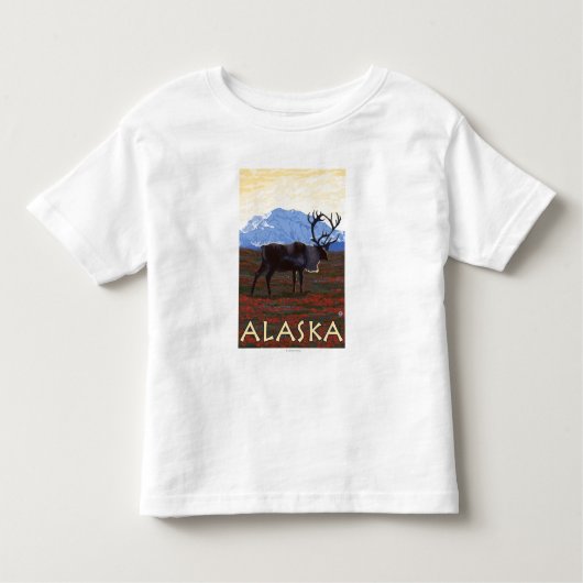 AlaskaCaribou Vintages Reise-Plakat Kleinkind T-shirt (Vorderseite)