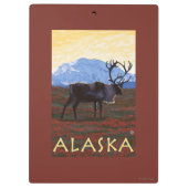 AlaskaCaribou Vintages Reise-Plakat Klemmbrett (Rückseite)