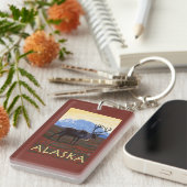 AlaskaCaribou Vintages Reise-Plakat Schlüsselanhänger (Vorderseite rechts)