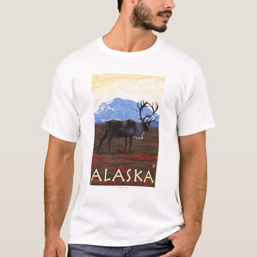 AlaskaCaribou Vintages Reise-Plakat T-Shirt (Vorderseite)