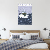 AlaskaCrab Boat Vintage Travel Poster Leinwanddruck (Insitu (Schlafzimmer))