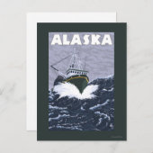 AlaskaCrab Boat Vintage Travel Poster Postkarte (Vorne/Hinten)