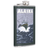 AlaskaCrab Boots-Vintages Reise-Plakat Flachmann (Rechts)