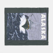 AlaskaCrab Boots-Vintages Reise-Plakat Fleecedecke (Vorderseite (Horizontal))