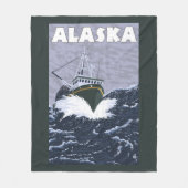AlaskaCrab Boots-Vintages Reise-Plakat Fleecedecke (Vorderseite)