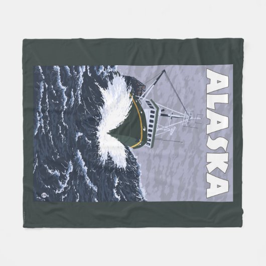 AlaskaCrab Boots-Vintages Reise-Plakat Fleecedecke (Vorderseite (Horizontal))