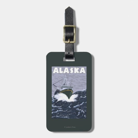 AlaskaCrab Boots-Vintages Reise-Plakat Gepäckanhänger (Vorderseite vertikal)