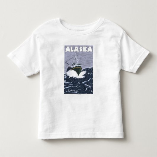 AlaskaCrab Boots-Vintages Reise-Plakat Kleinkind T-shirt (Vorderseite)