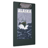 AlaskaCrab Boots-Vintages Reise-Plakat Klemmbrett (Rechts)