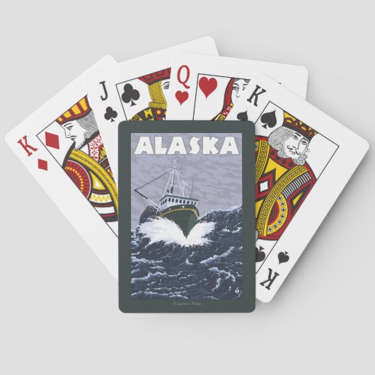 AlaskaCrab Boots-Vintages Reise-Plakat Spielkarten (Rückseite)