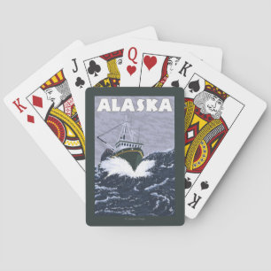 AlaskaCrab Boots-Vintages Reise-Plakat Spielkarten