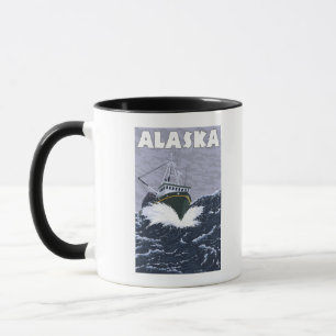 AlaskaCrab Boots-Vintages Reise-Plakat Tasse