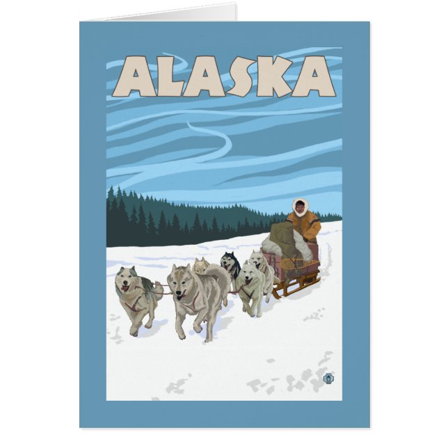 AlaskaDogsledding Vintage Travel Poster (Vorne)