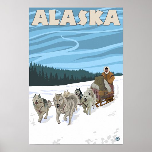AlaskaDogsledding Vintage Travel Poster (Vorne)