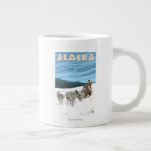 AlaskaDogsledding Vintage Travel Poster Jumbo-Tasse (Rechts)