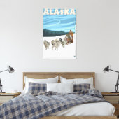 AlaskaDogsledding Vintage Travel Poster Leinwanddruck (Insitu (Schlafzimmer))