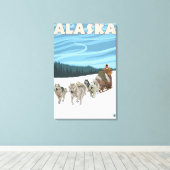 AlaskaDogsledding Vintage Travel Poster Leinwanddruck (Insitu (Holzboden))