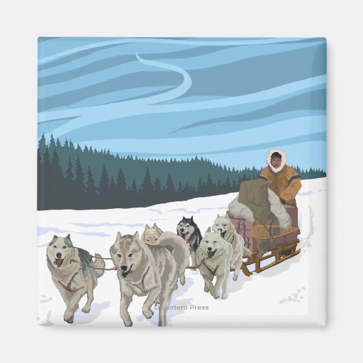AlaskaDogsledding Vintage Travel Poster Magnet (Vorne)