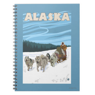 AlaskaDogsledding Vintage Travel Poster Notizblock