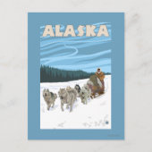 AlaskaDogsledding Vintage Travel Poster Postkarte (Vorderseite)