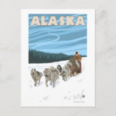 AlaskaDogsledding Vintage Travel Poster Postkarte (Vorderseite)