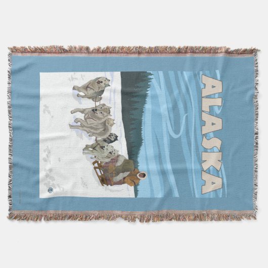 AlaskaDogsledding Vintages Reise-Plakat Decke (Vorderseite)