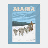 AlaskaDogsledding Vintages Reise-Plakat Fleecedecke (Vorderseite)