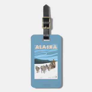 AlaskaDogsledding Vintages Reise-Plakat Gepäckanhänger