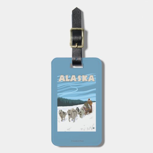 AlaskaDogsledding Vintages Reise-Plakat Gepäckanhänger (Vorderseite vertikal)