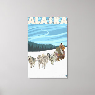 AlaskaDogsledding Vintages Reise-Plakat Leinwanddruck