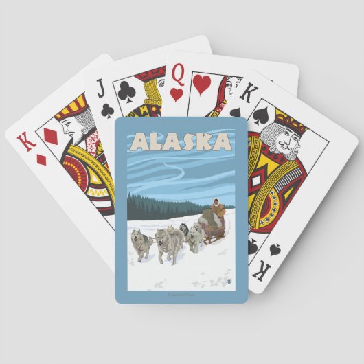 AlaskaDogsledding Vintages Reise-Plakat Spielkarten (Rückseite)