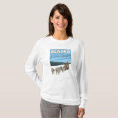 AlaskaDogsledding Vintages Reise-Plakat T-Shirt (Vorne ganz)