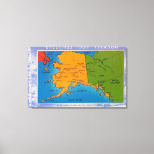 AlaskaGrüße von Alaska Karte Leinwanddruck