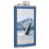 AlaskaHumpback Wal-Vintages Reise-Plakat Flachmann (Rechts)