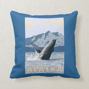 AlaskaHumpback Wal-Vintages Reise-Plakat Kissen