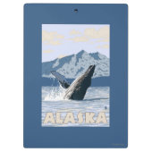 AlaskaHumpback Wal-Vintages Reise-Plakat Klemmbrett (Rückseite)