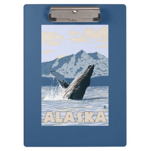 AlaskaHumpback Wal-Vintages Reise-Plakat Klemmbrett