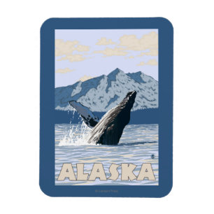 AlaskaHumpback Wal-Vintages Reise-Plakat Magnet