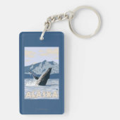 AlaskaHumpback Wal-Vintages Reise-Plakat Schlüsselanhänger (Rückseite)
