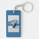AlaskaHumpback Wal-Vintages Reise-Plakat Schlüsselanhänger (Rückseite)