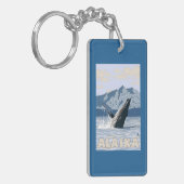 AlaskaHumpback Wal-Vintages Reise-Plakat Schlüsselanhänger (Vorderseite links)