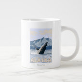 AlaskaHumpback Whale Vintage Reiseplan Jumbo-Tasse (Rechts)