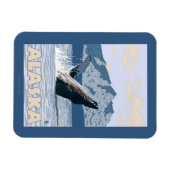 AlaskaHumpback Whale Vintage Travel Poster Magnet (Horizontal)