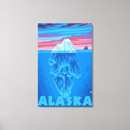 AlaskaIceberg Vintage Travel Poster Leinwanddruck (Vorderseite)